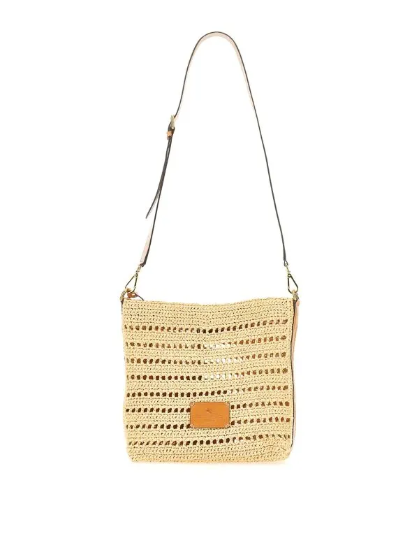 Etro Perforated Raffia Shoulder Bag