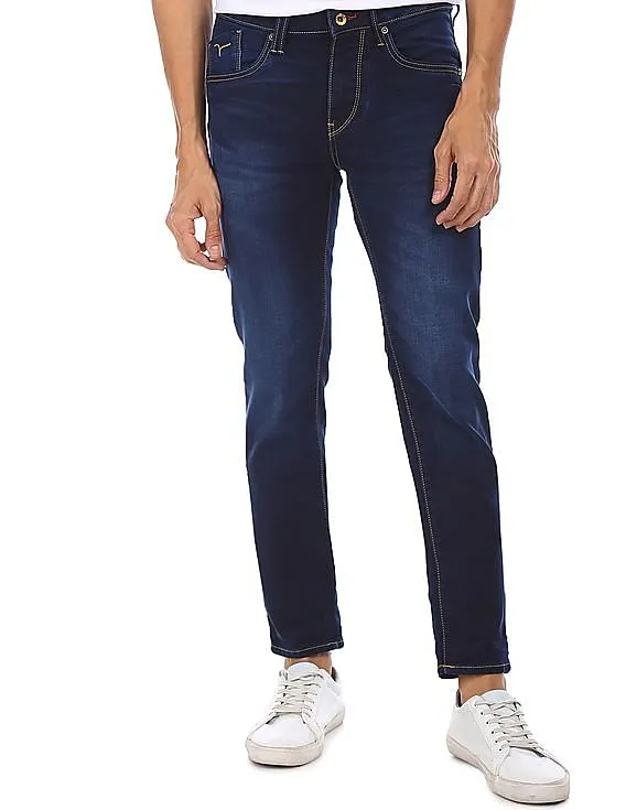 Flying Machine Men Dark Blue Jackson Skinny Fit Whiskered Jeans