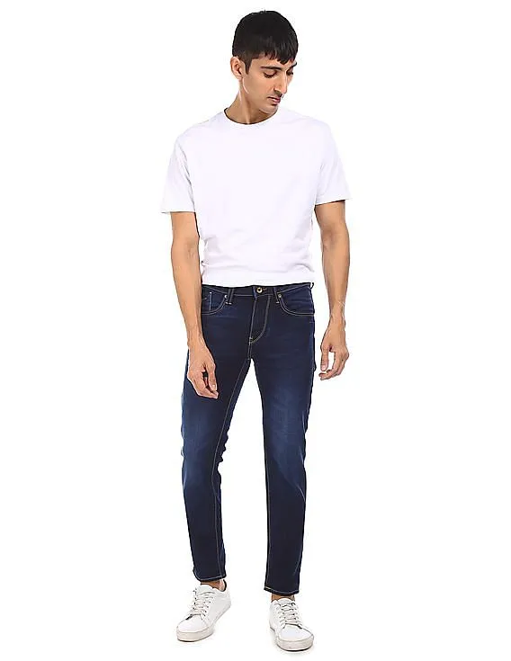 Flying Machine Men Dark Blue Jackson Skinny Fit Whiskered Jeans