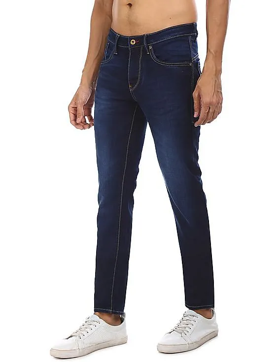 Flying Machine Men Dark Blue Jackson Skinny Fit Whiskered Jeans