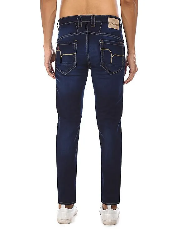 Flying Machine Men Dark Blue Jackson Skinny Fit Whiskered Jeans