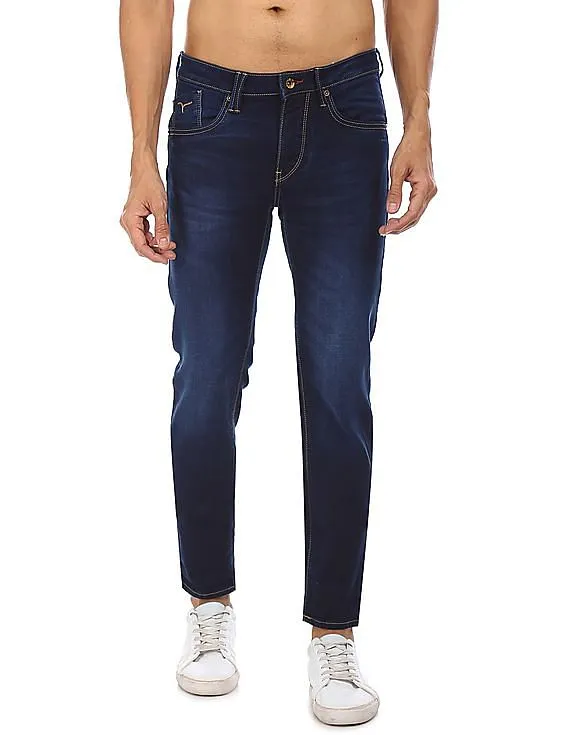 Flying Machine Men Dark Blue Jackson Skinny Fit Whiskered Jeans