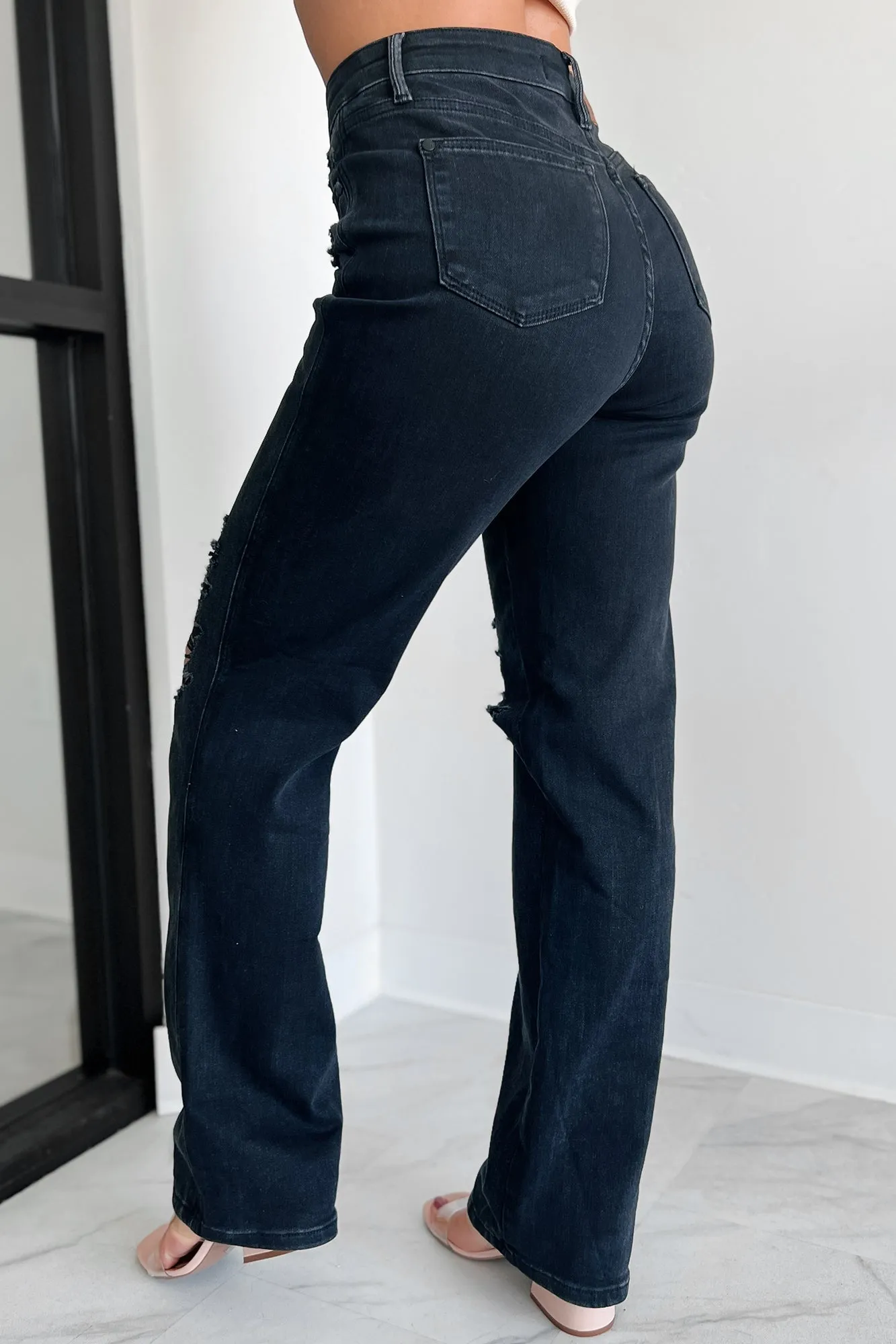 Fowler High Rise Rigid/Stretch Judy Blue Straight Leg Jeans (Black)