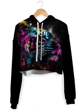 Galactic Tiger Fleece Crop Hoodie