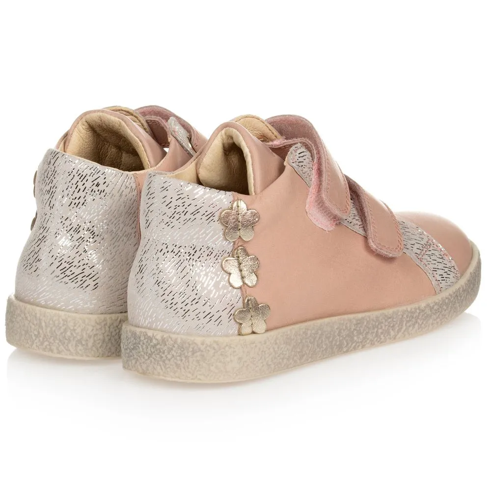 Girls Pink Leather Trainers