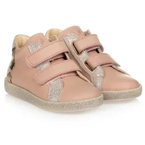 Girls Pink Leather Trainers