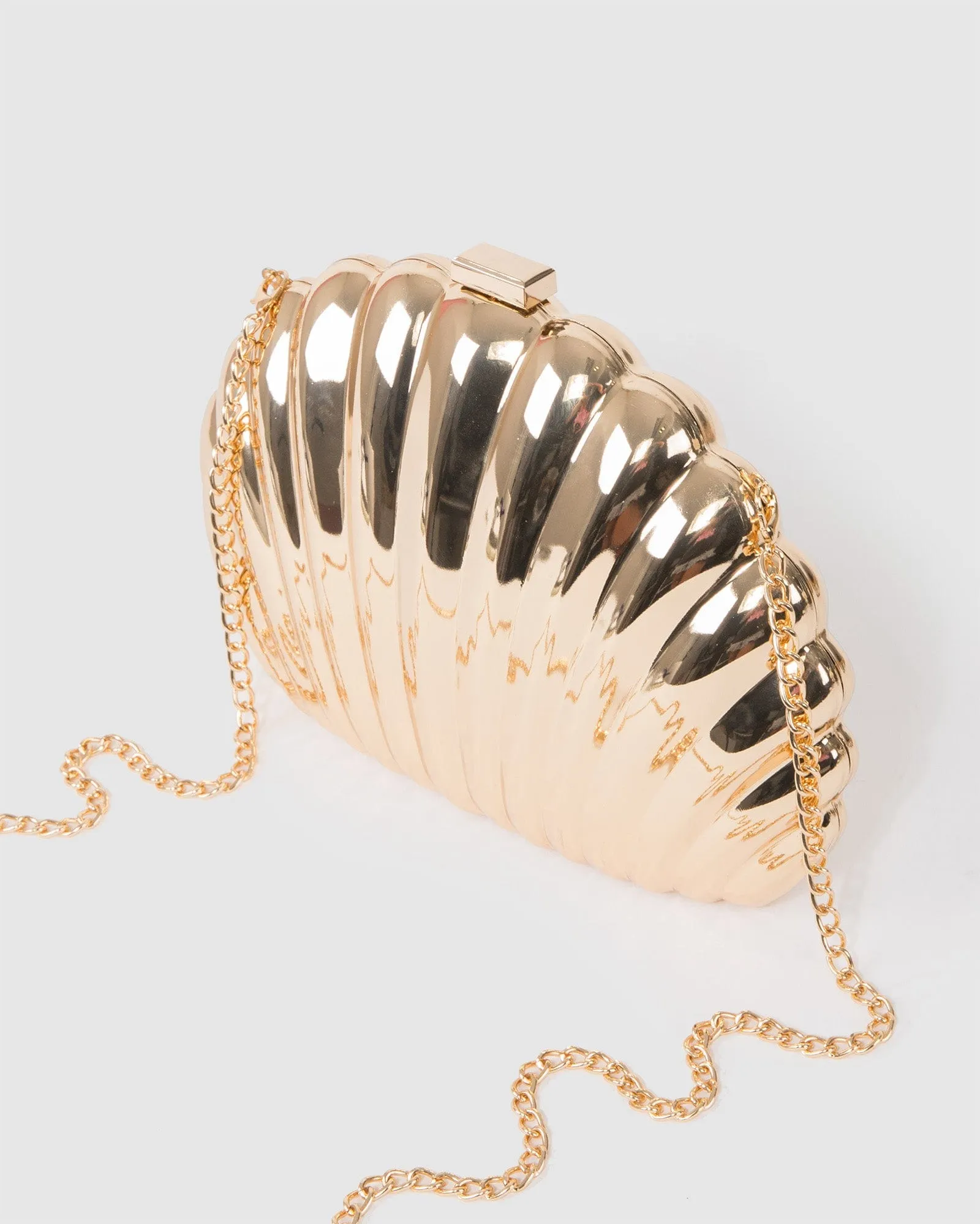 Gold Avana Shell Clutch Bag