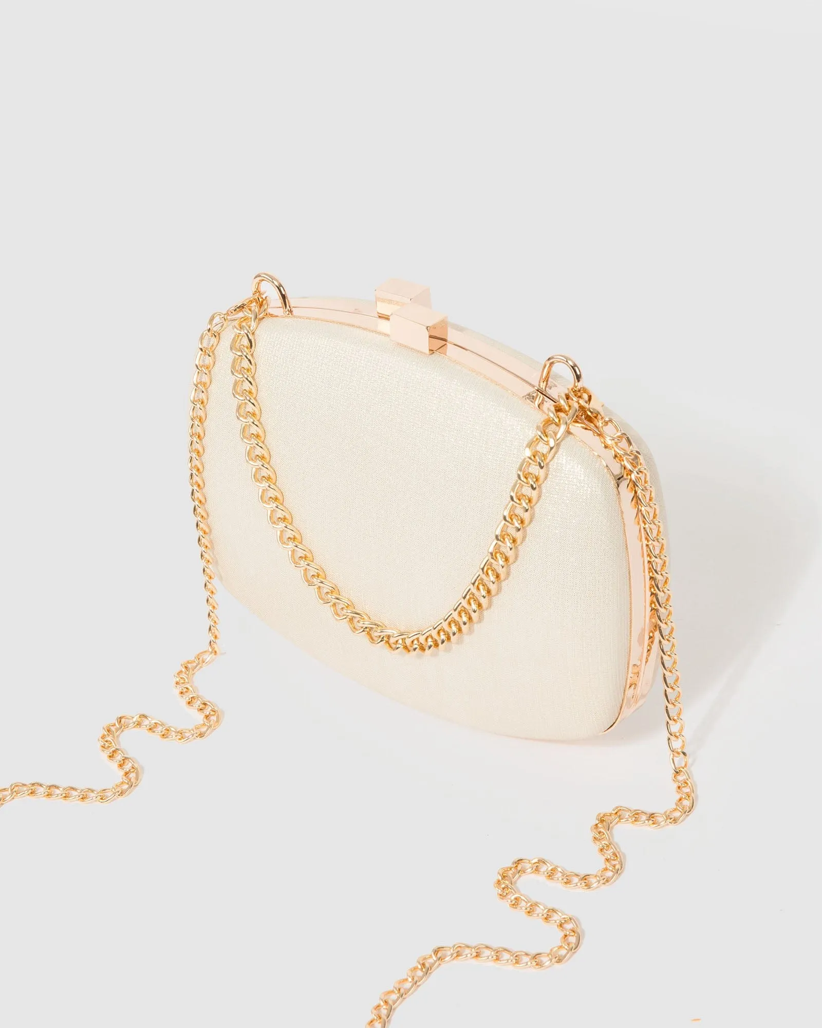 Gold Eden Chain Hardcase Clutch Bag