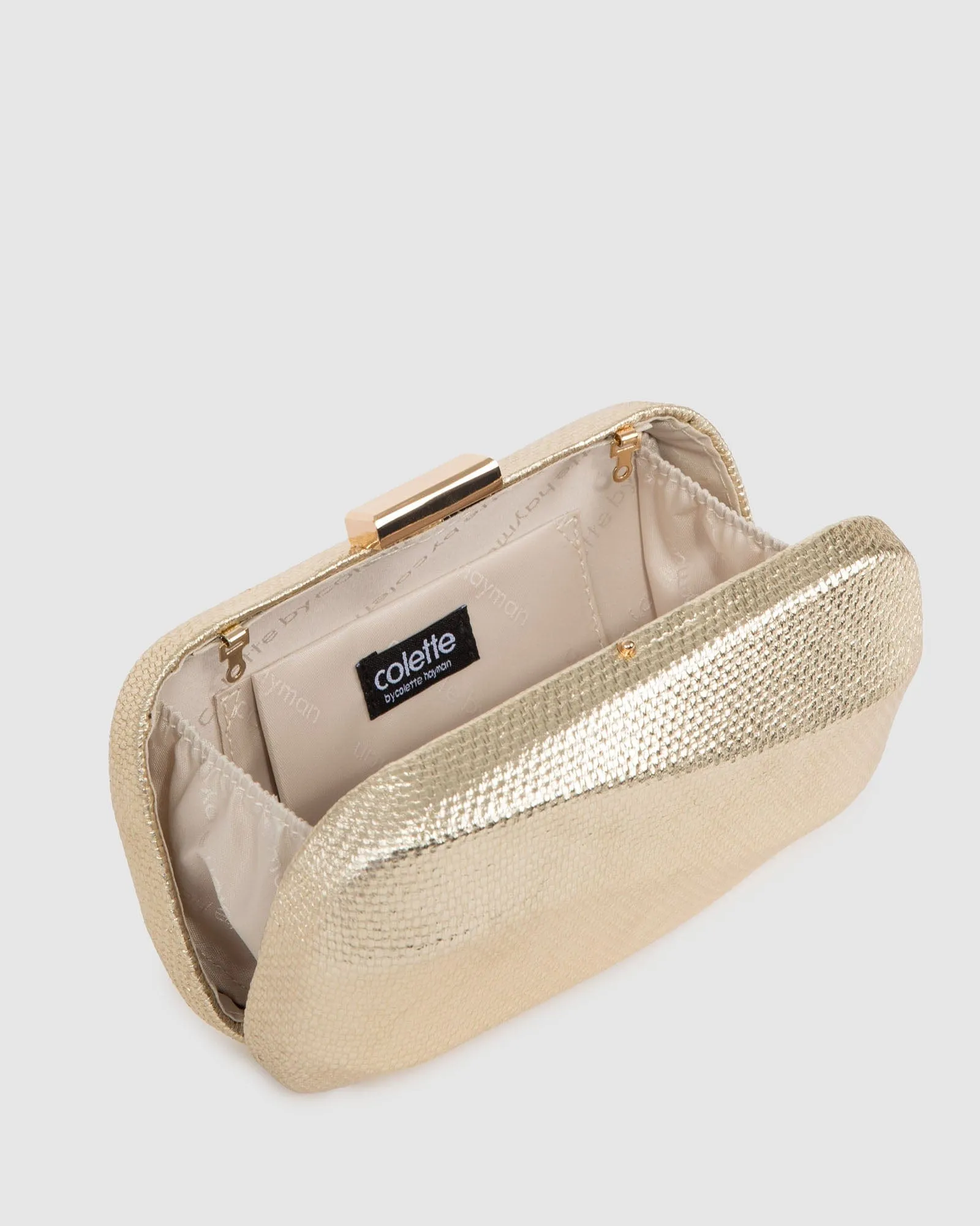 Gold Gabrielle Hardcase Clutch Bag