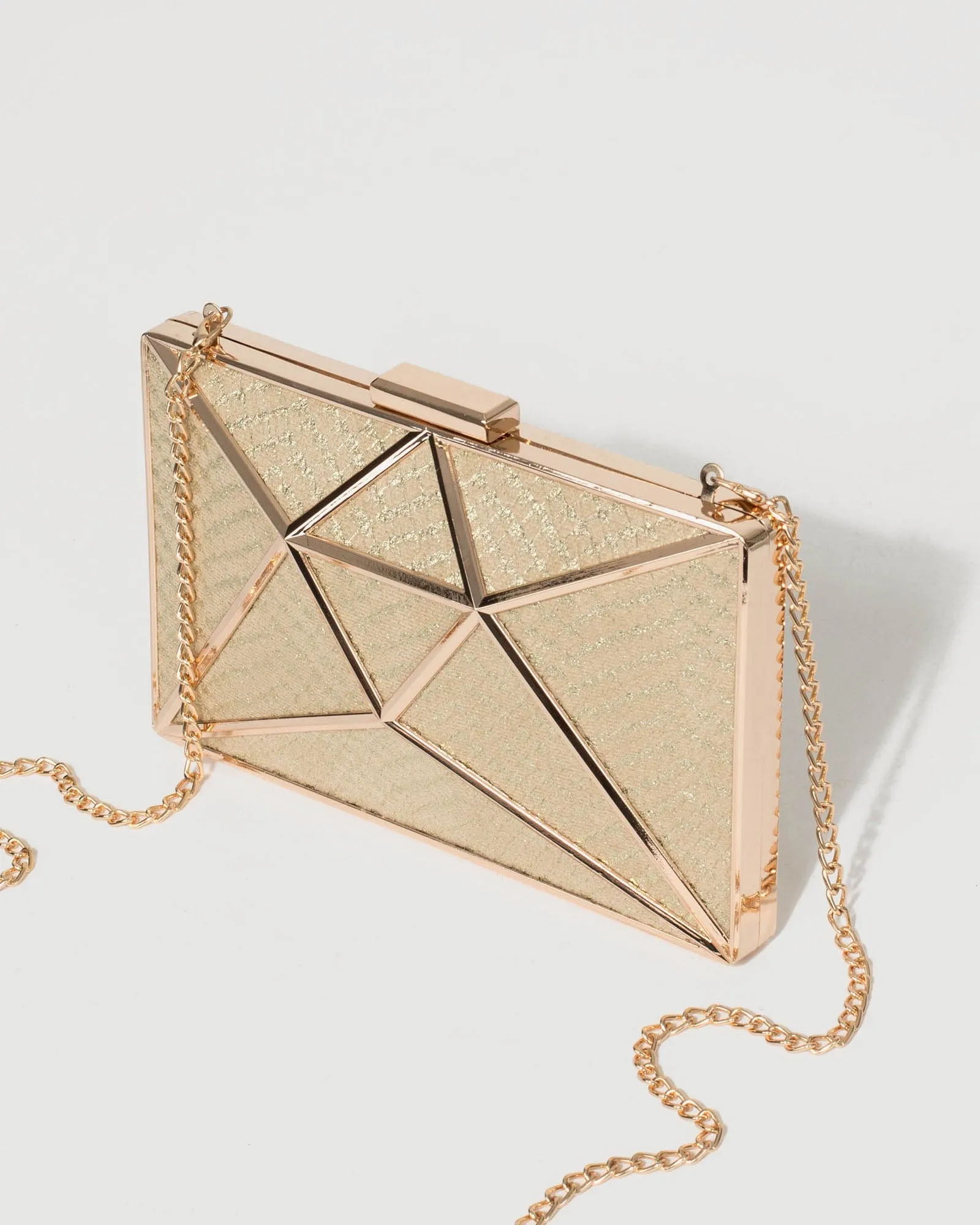 Gold Geo Large Clutch Bag