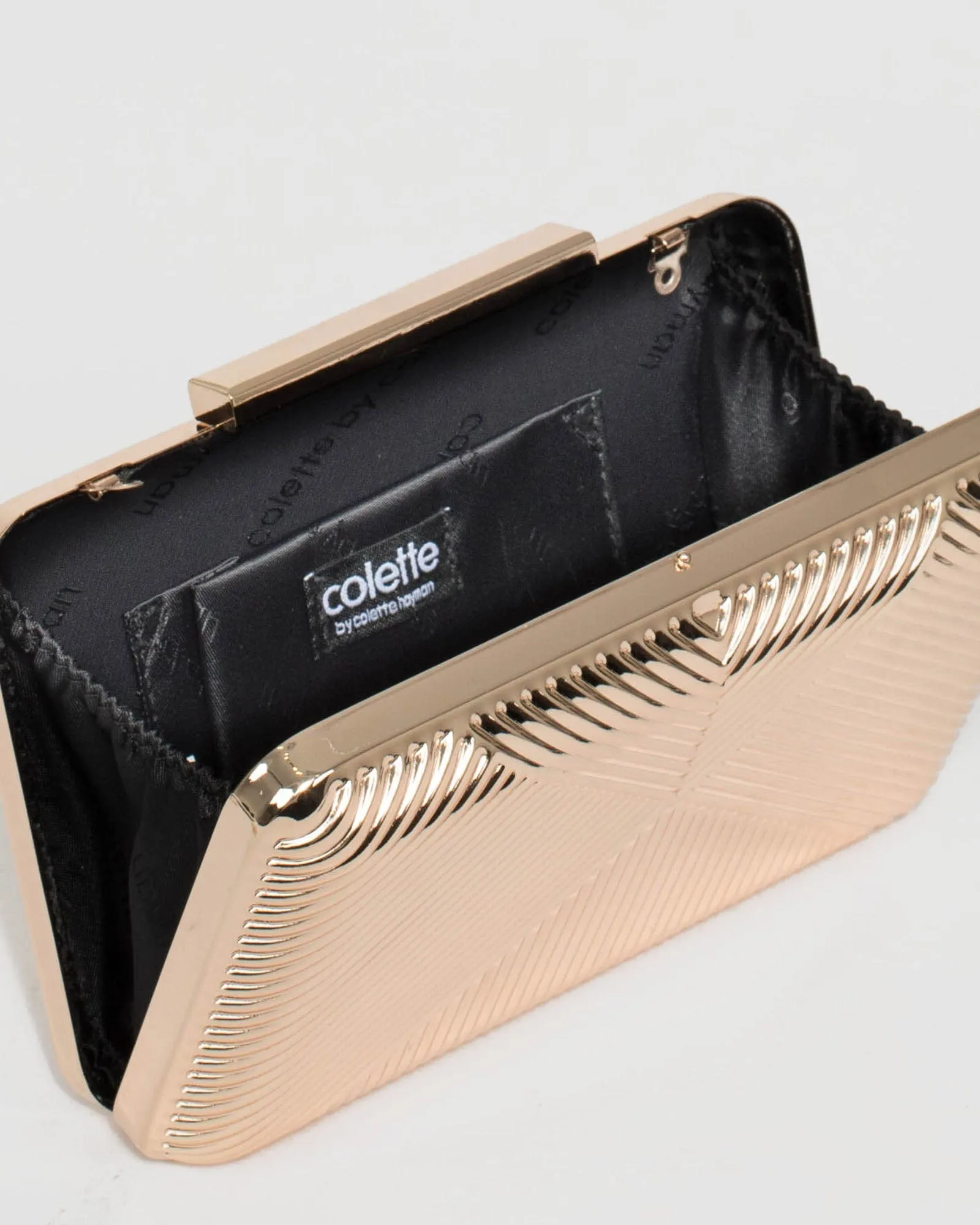 Gold Lexi Hardcase Clutch Bag