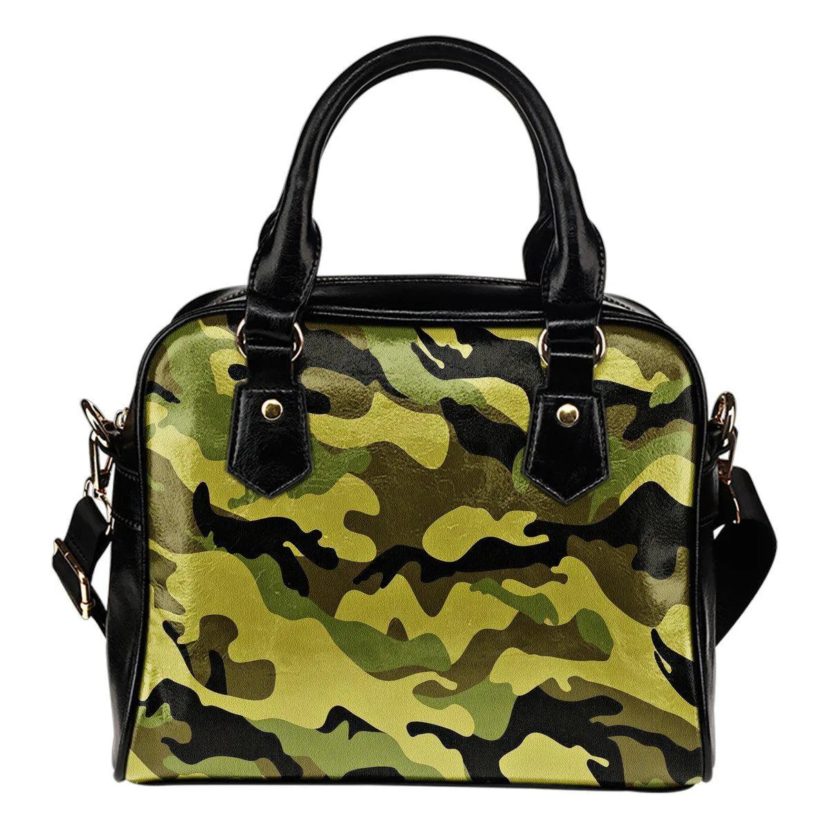 Green Camouflage Leather Shoulder Bag