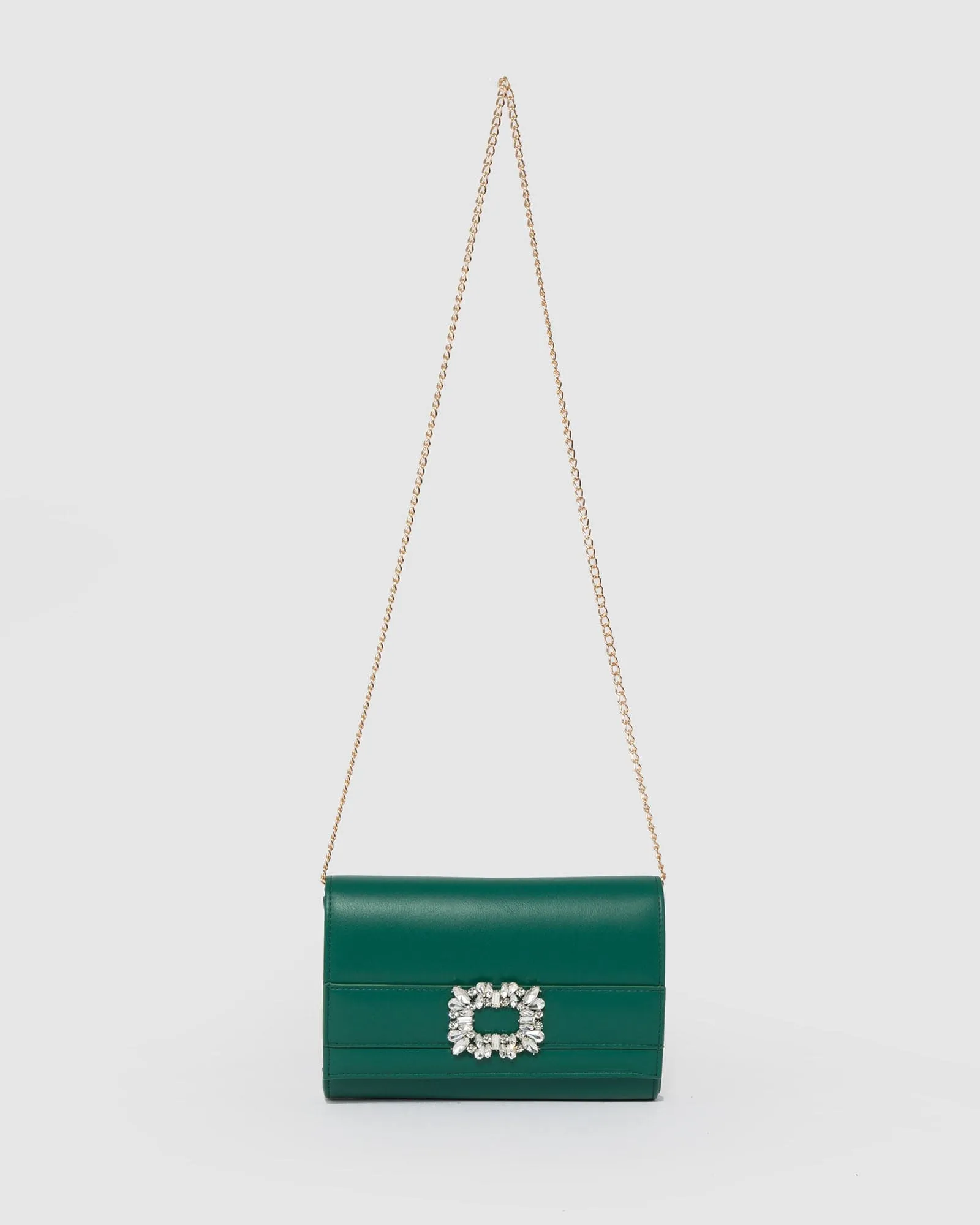 Green Eve Crystal Buckle Clutch Bag