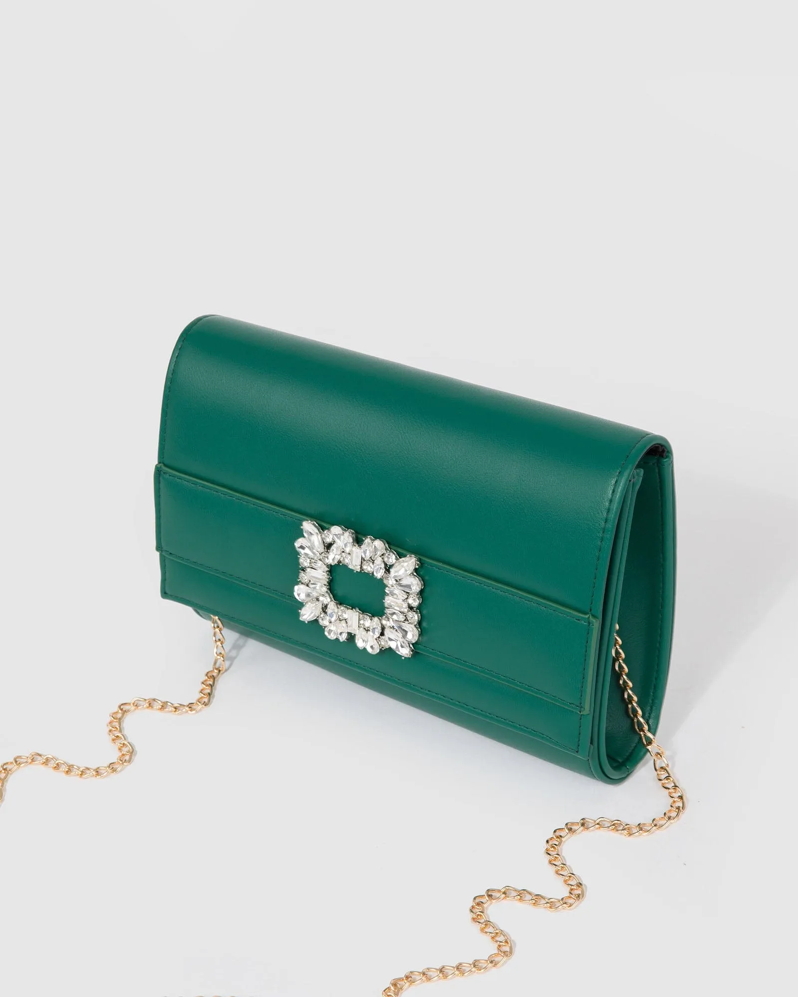 Green Eve Crystal Buckle Clutch Bag