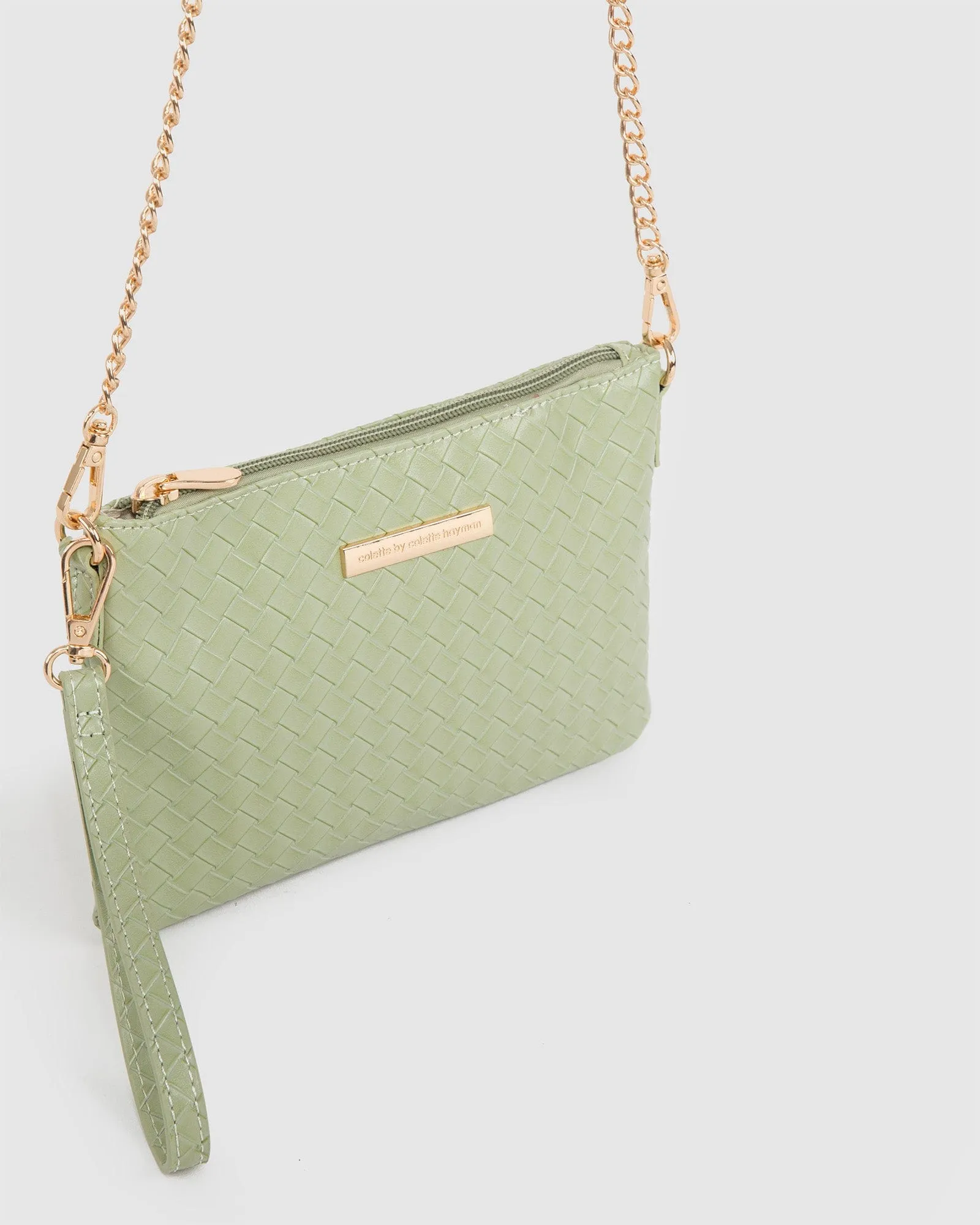 Green Peta Wristlet Clutch Bag