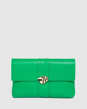 Green Polly Flap Clutch Bag