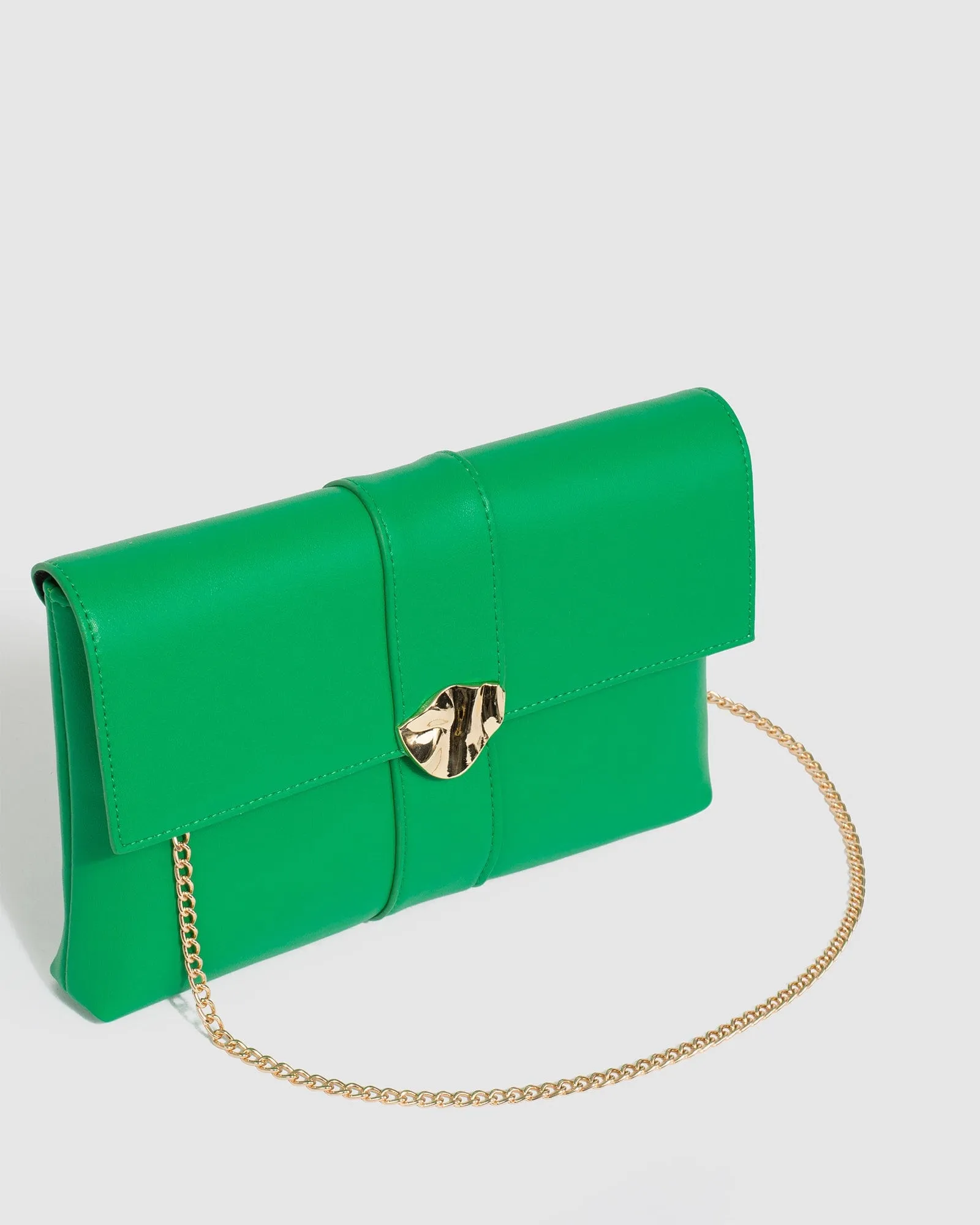 Green Polly Flap Clutch Bag