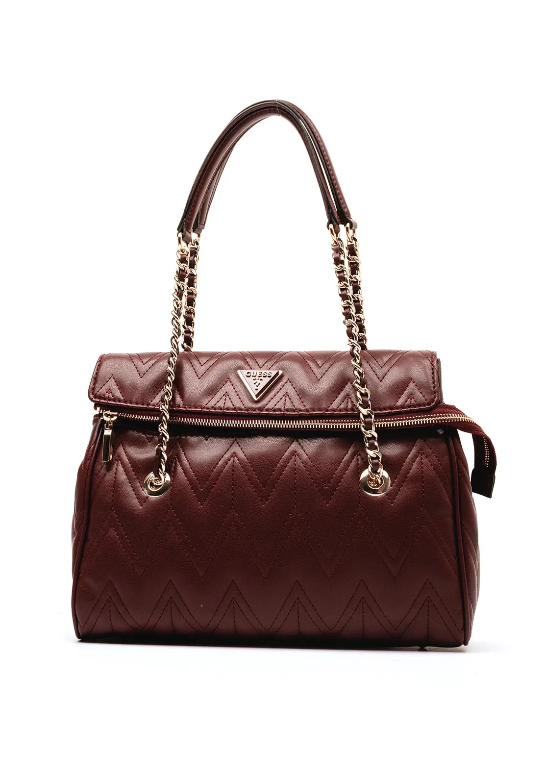 Guess Eda Chevron Stitch Shoulder Bag, Burgundy