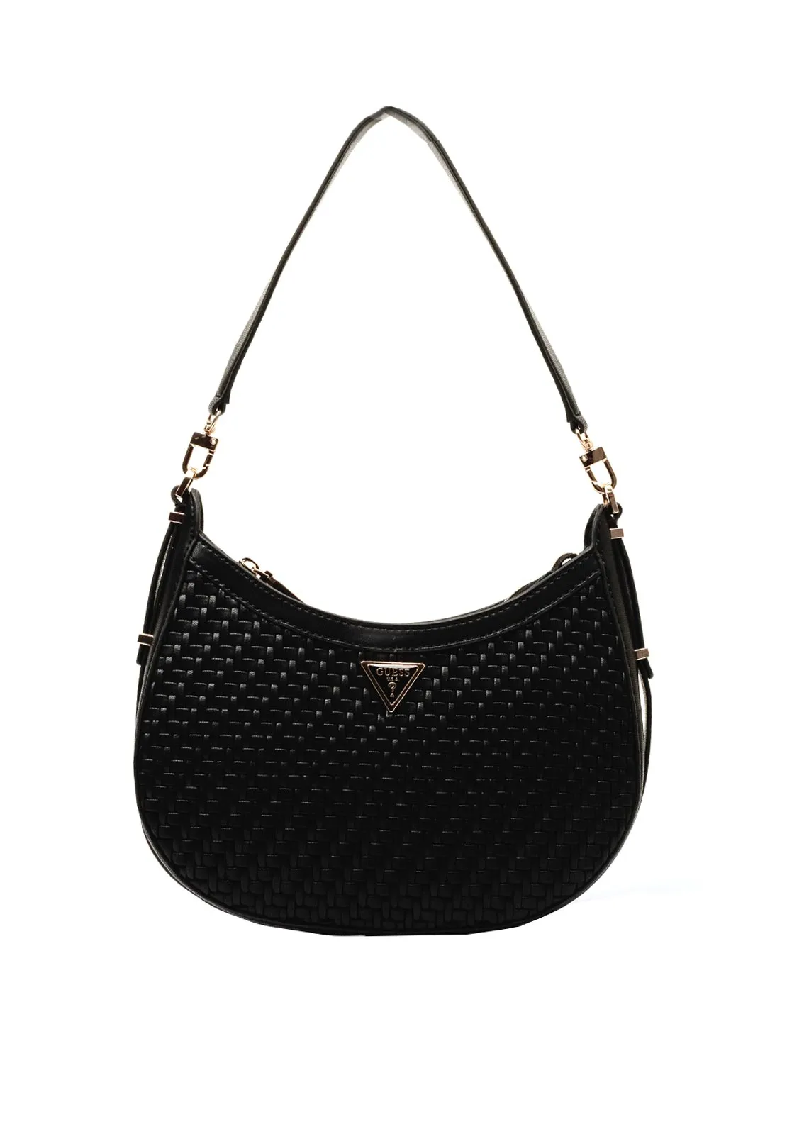 Guess Murielle Woven Effect Shoulder Bag, Black