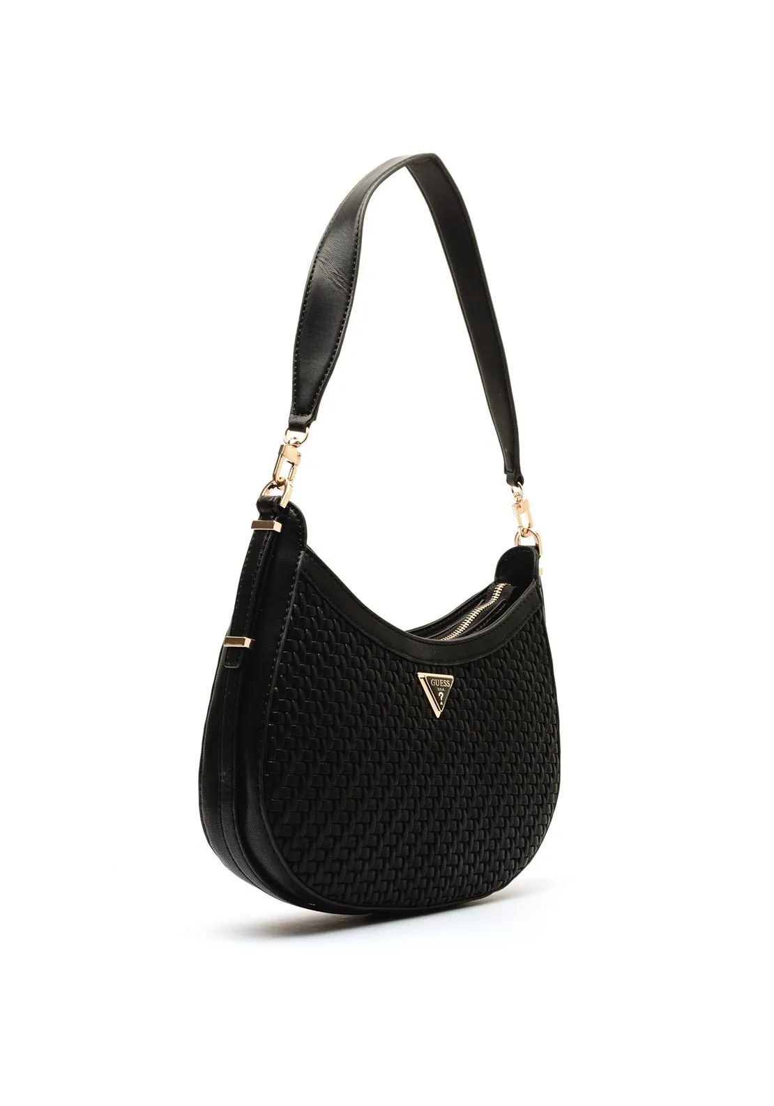 Guess Murielle Woven Effect Shoulder Bag, Black