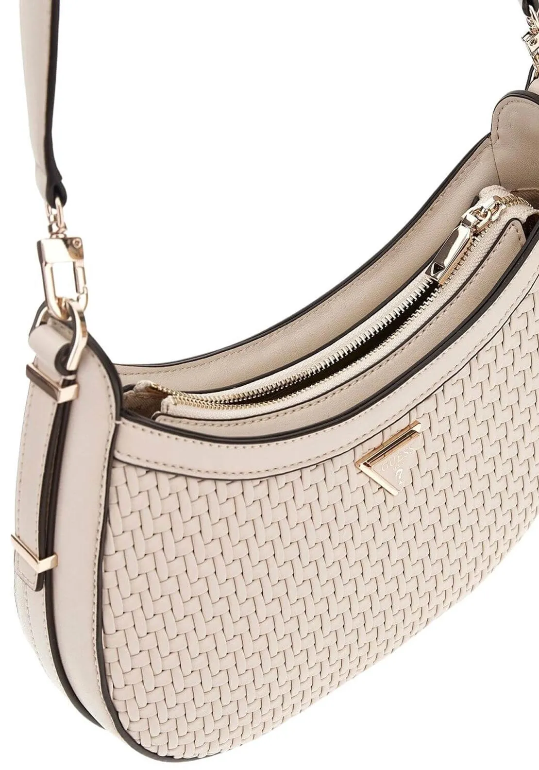 Guess Murielle Woven Effect Shoulder Bag, Cream