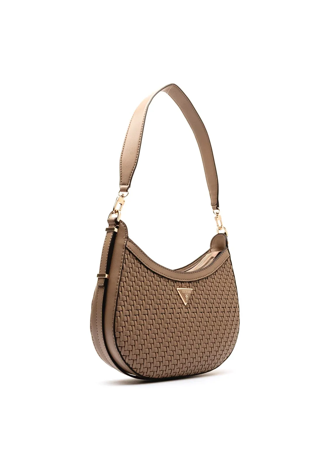 Guess Murielle Woven Effect Shoulder Bag, Dark Taupe