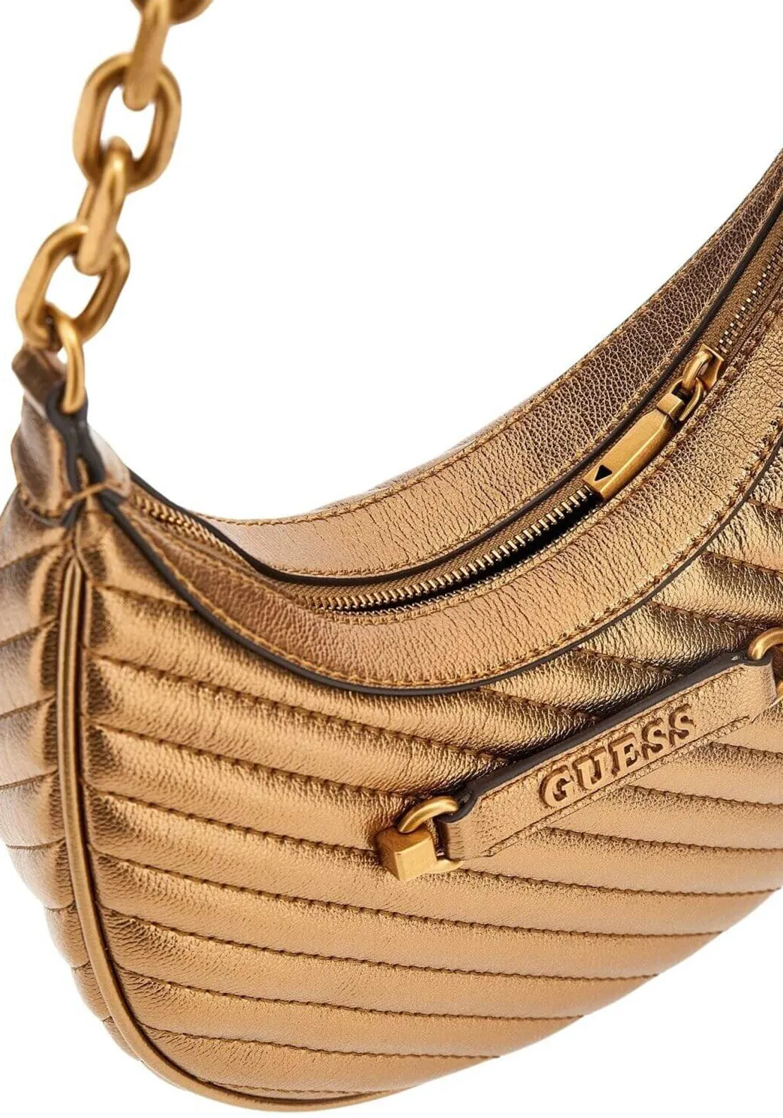 Guess Sela Stitch Detail Shoulder Bag, Bronze