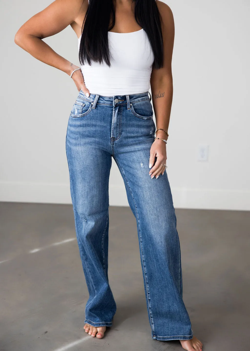 Harvie Wide Leg Risen Jeans