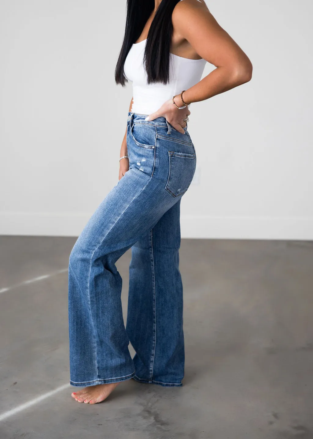 Harvie Wide Leg Risen Jeans