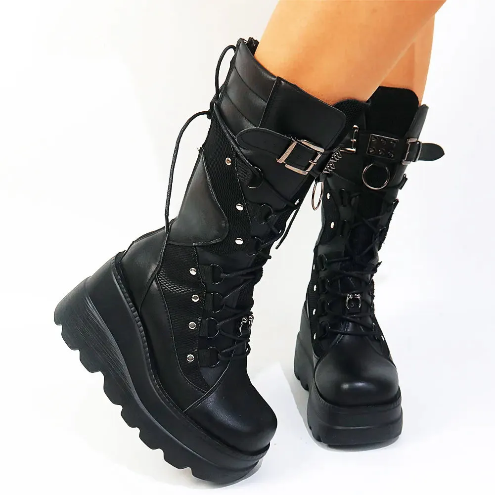 Heel Motorcycle Boots Knee High Boots