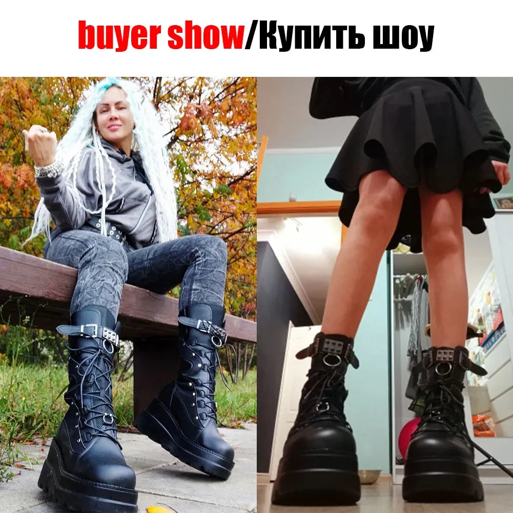 Heel Motorcycle Boots Knee High Boots