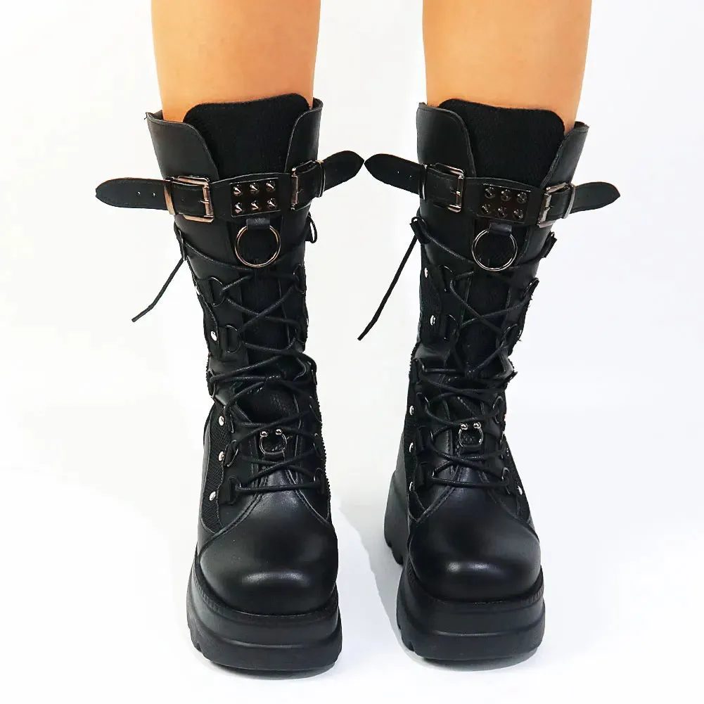 Heel Motorcycle Boots Knee High Boots