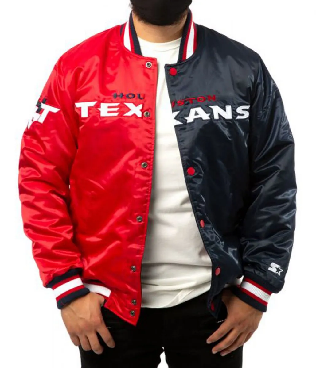 Houston Texans Starter Satin Red and Navy Blue Jacket