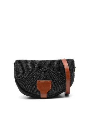 Ibeliv Medium Black Raffia Shoulder Bag