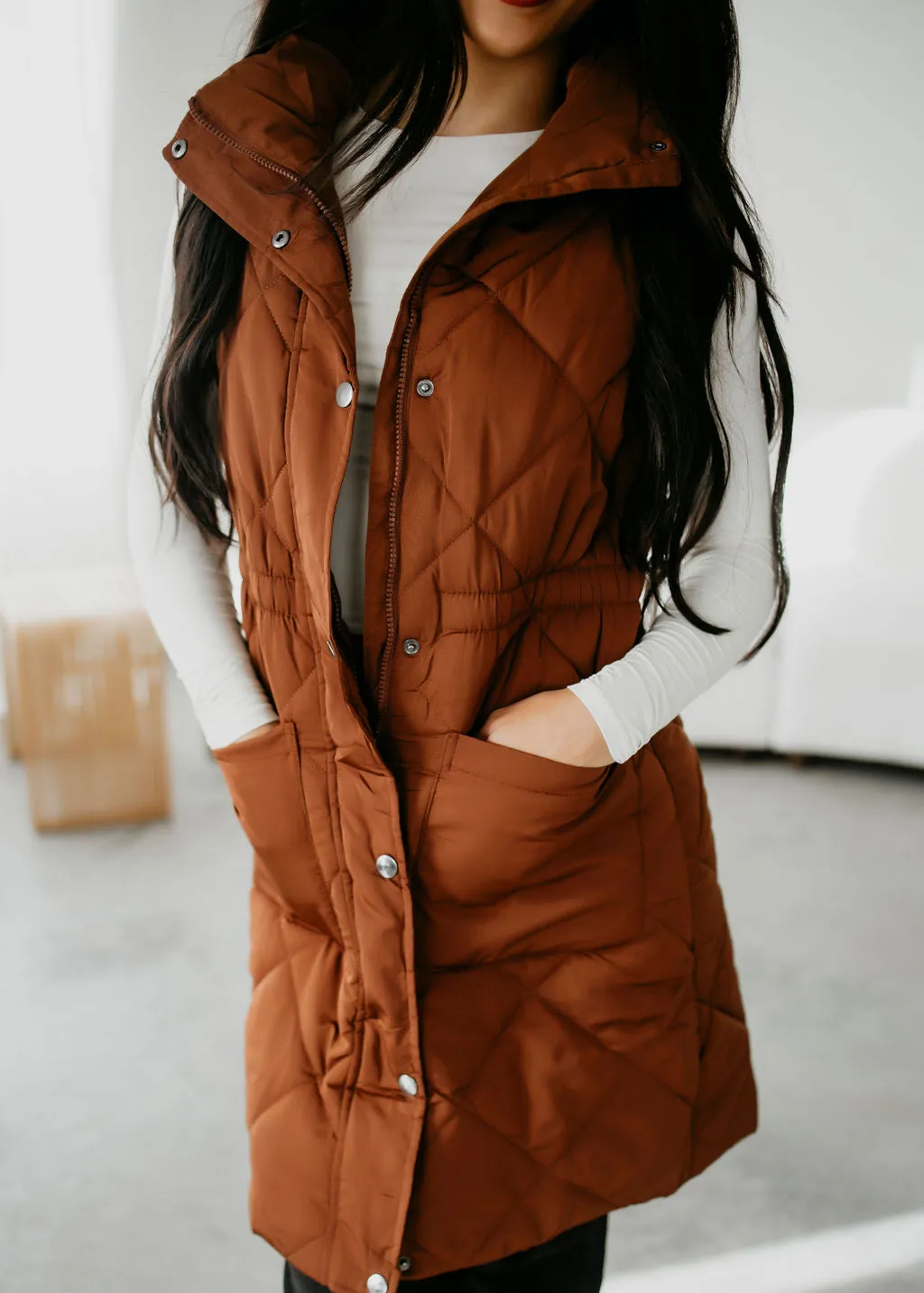 Ila Quilted Longline Puffer Vest