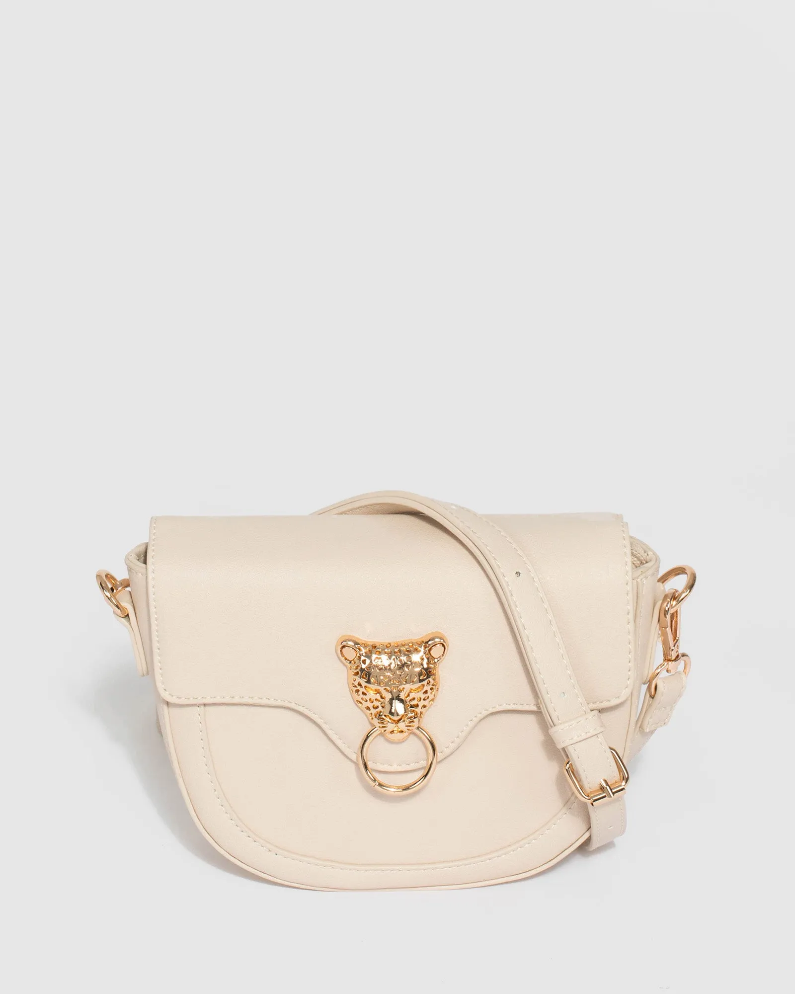 Ivory Leopard Head Crossbody Bag