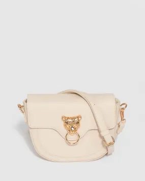 Ivory Leopard Head Crossbody Bag