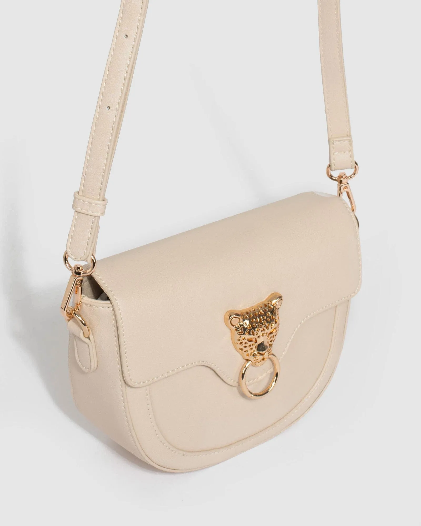 Ivory Leopard Head Crossbody Bag