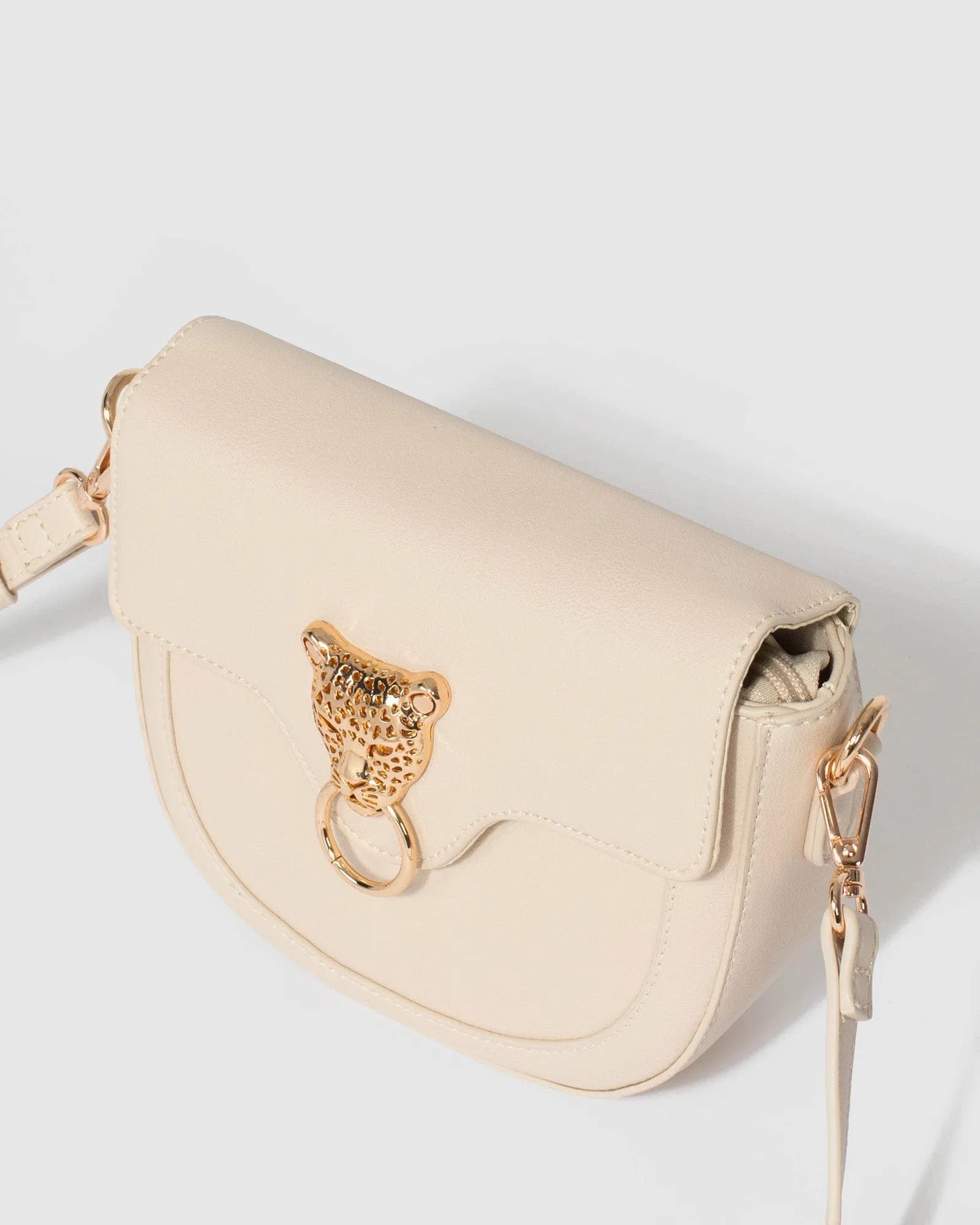 Ivory Leopard Head Crossbody Bag