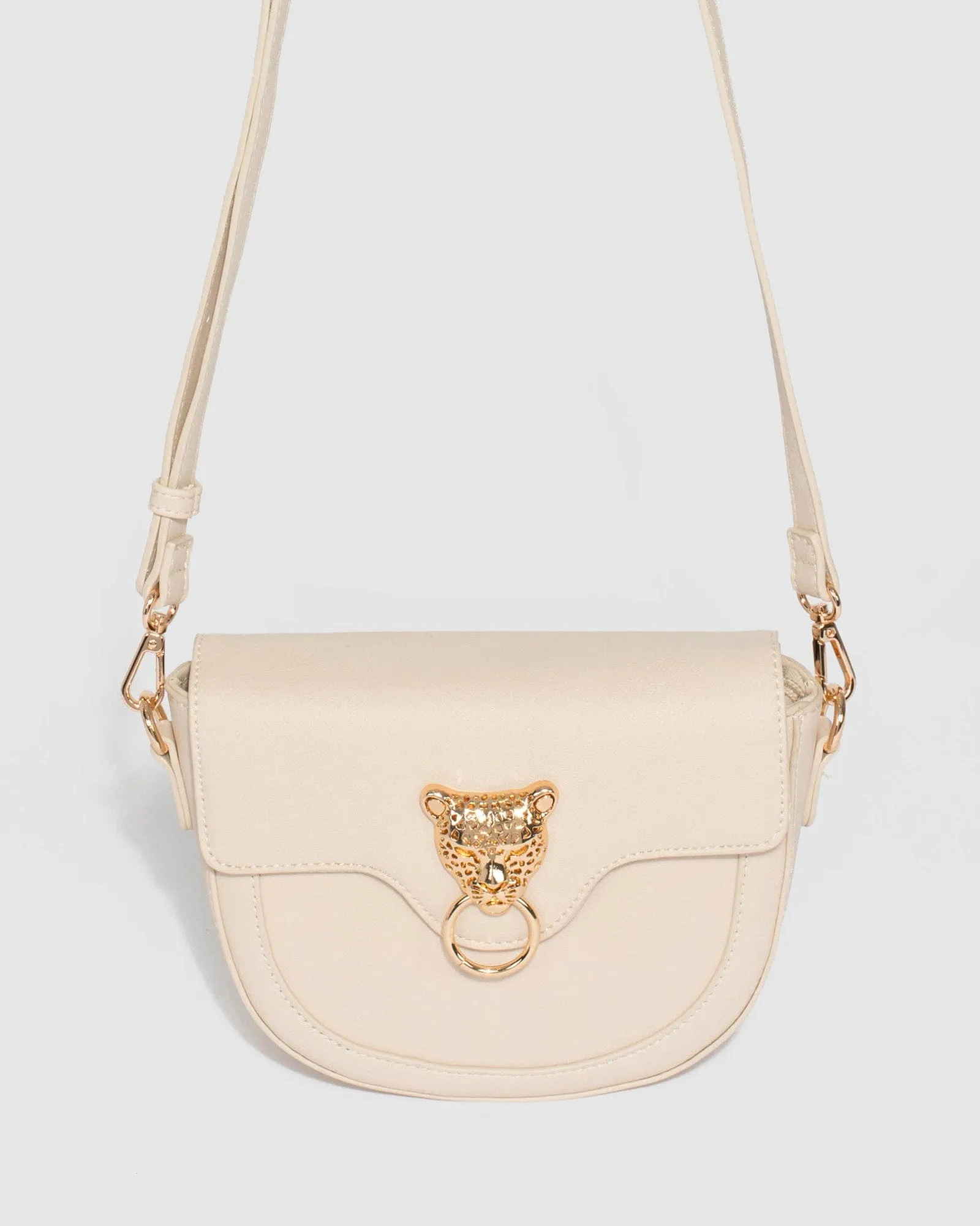 Ivory Leopard Head Crossbody Bag