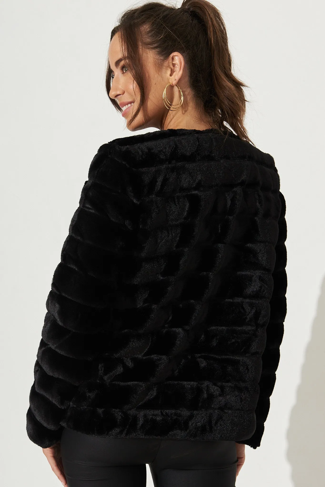 Josette Faux Fur Jacket In Black