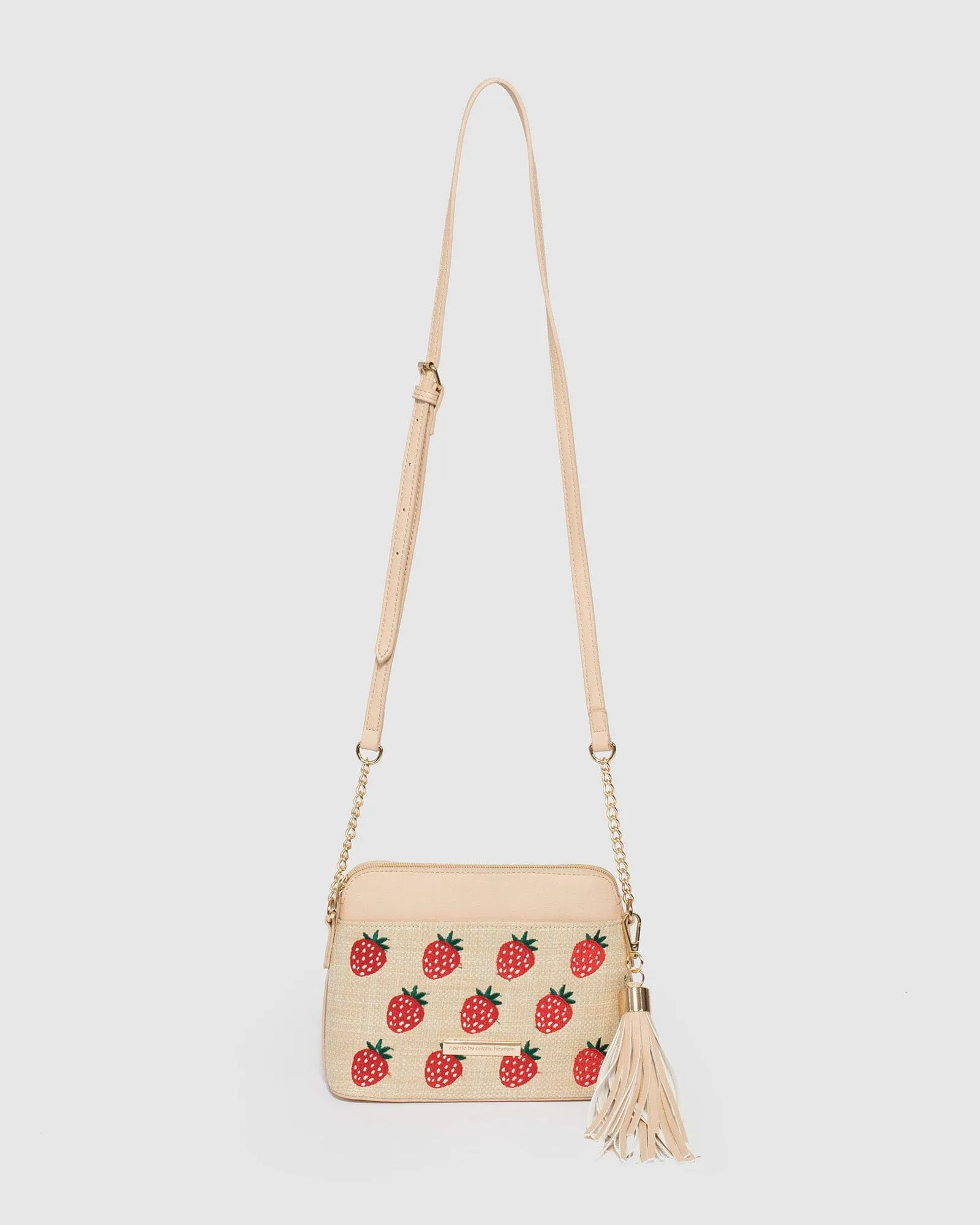 Karen Embroidered Natural Crossbody Bag