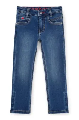 Kids' slim-fit jeans in knitted stretch denim