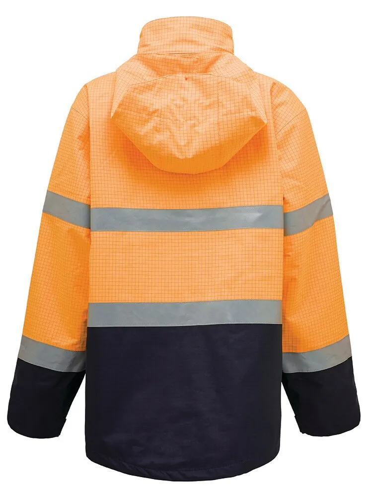 KingGee King Gee Y06730 Men's Two Tone Jacket - Wet Waether - Fire Retardant - PPE3 - Orange/Navy - XS