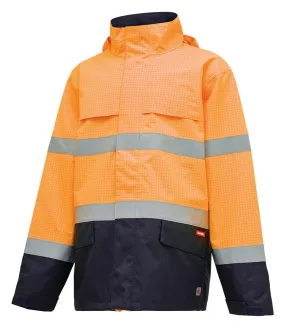 KingGee King Gee Y06730 Men's Two Tone Jacket - Wet Waether - Fire Retardant - PPE3 - Orange/Navy - XS