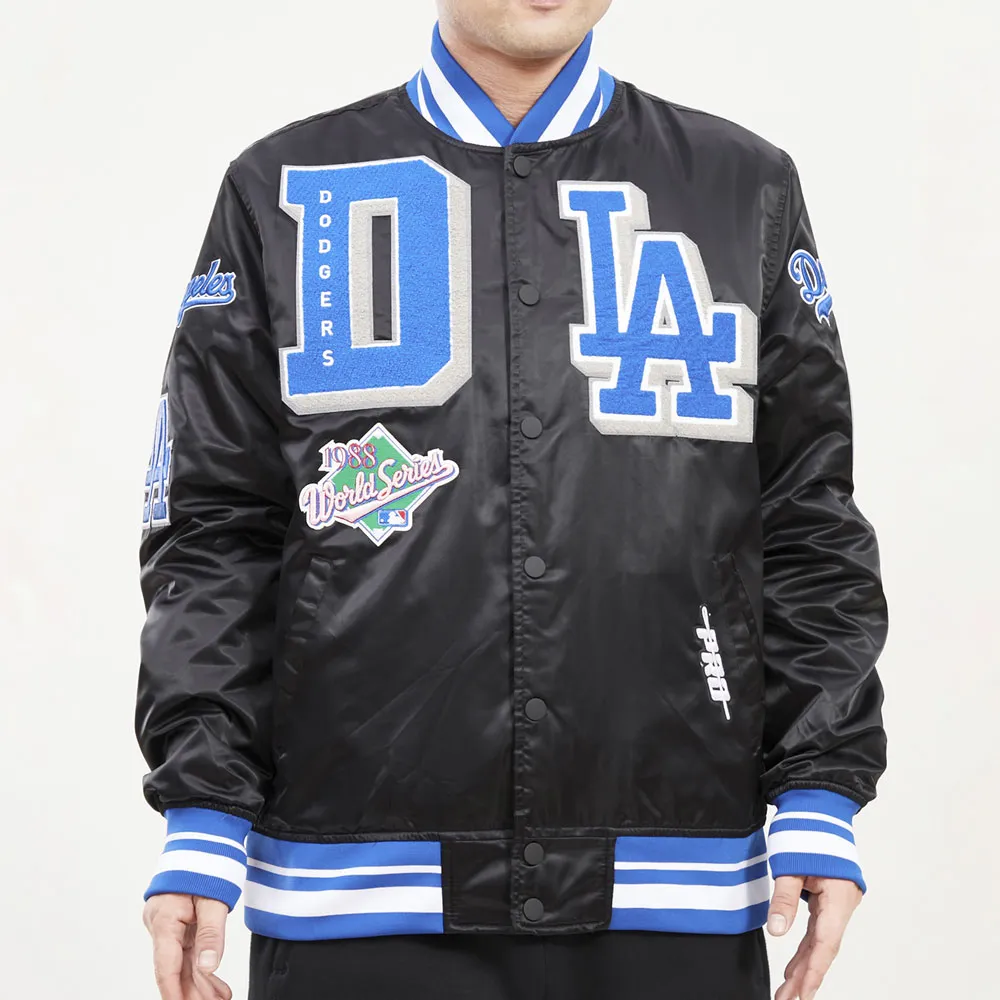 LA Dodgers Mash Up Royal Blue and Black Satin Jacket