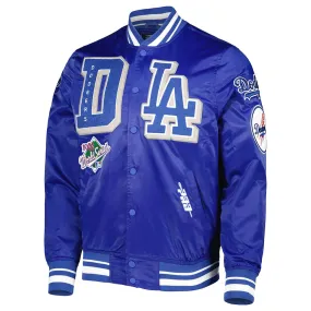 LA Dodgers Mash Up Royal Blue and Black Satin Jacket