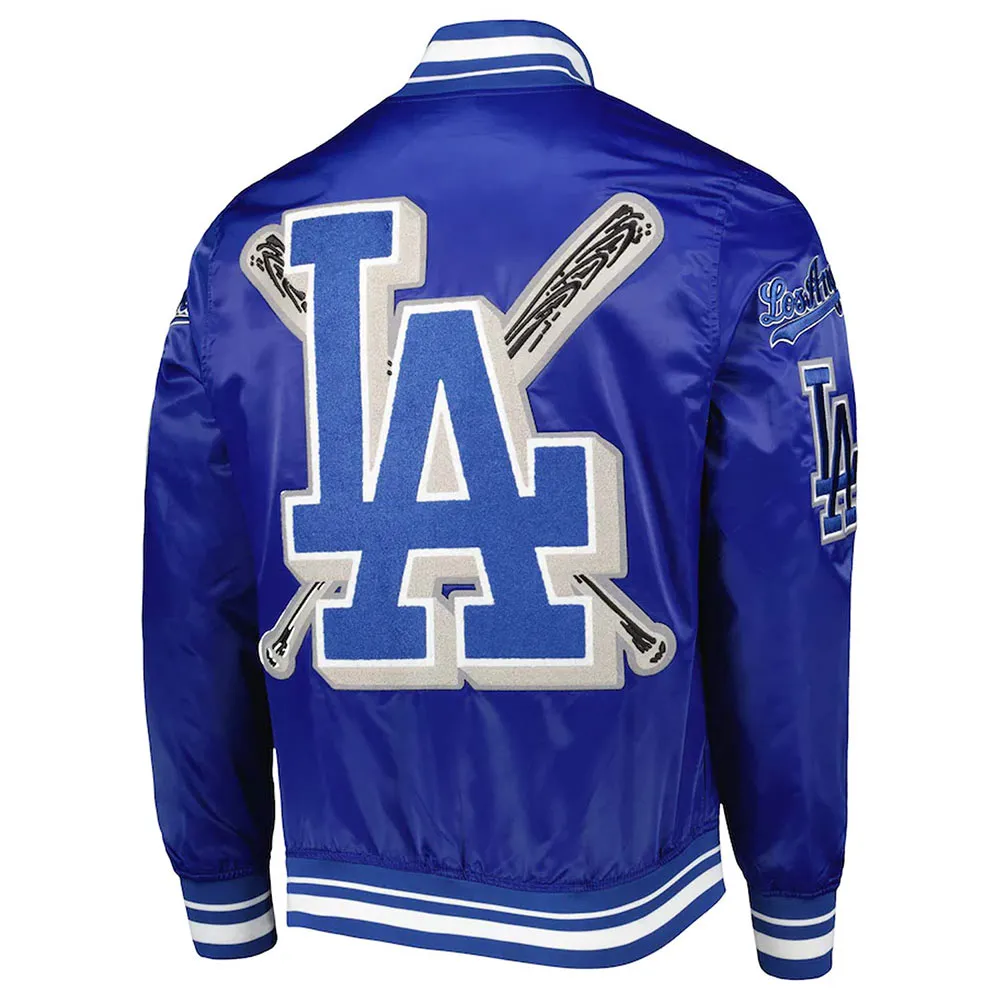 LA Dodgers Mash Up Royal Blue and Black Satin Jacket