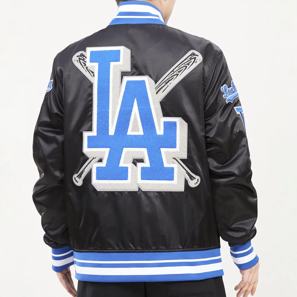 LA Dodgers Mash Up Royal Blue and Black Satin Jacket