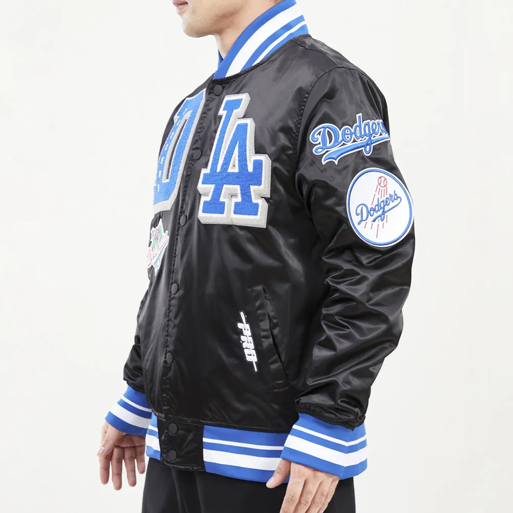 LA Dodgers Mash Up Royal Blue and Black Satin Jacket